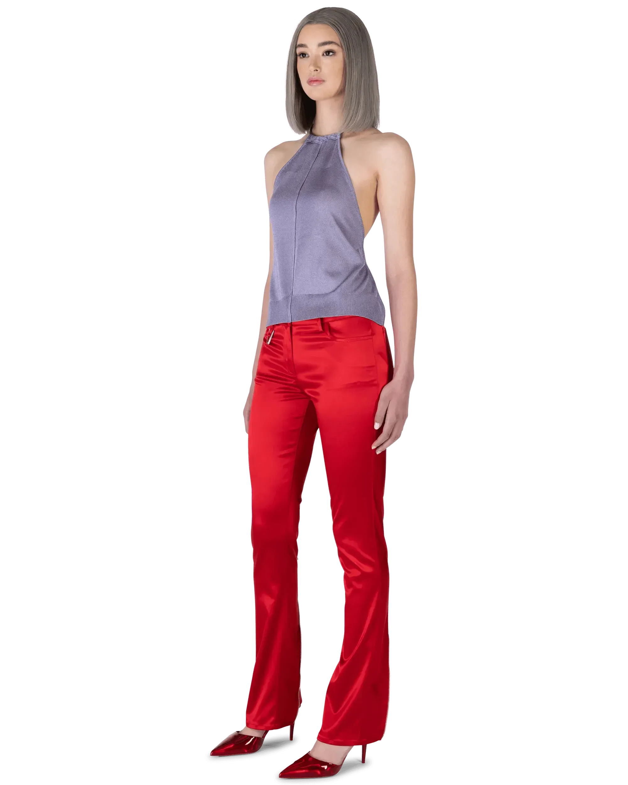 Backless Butterfly Halter Knit Top