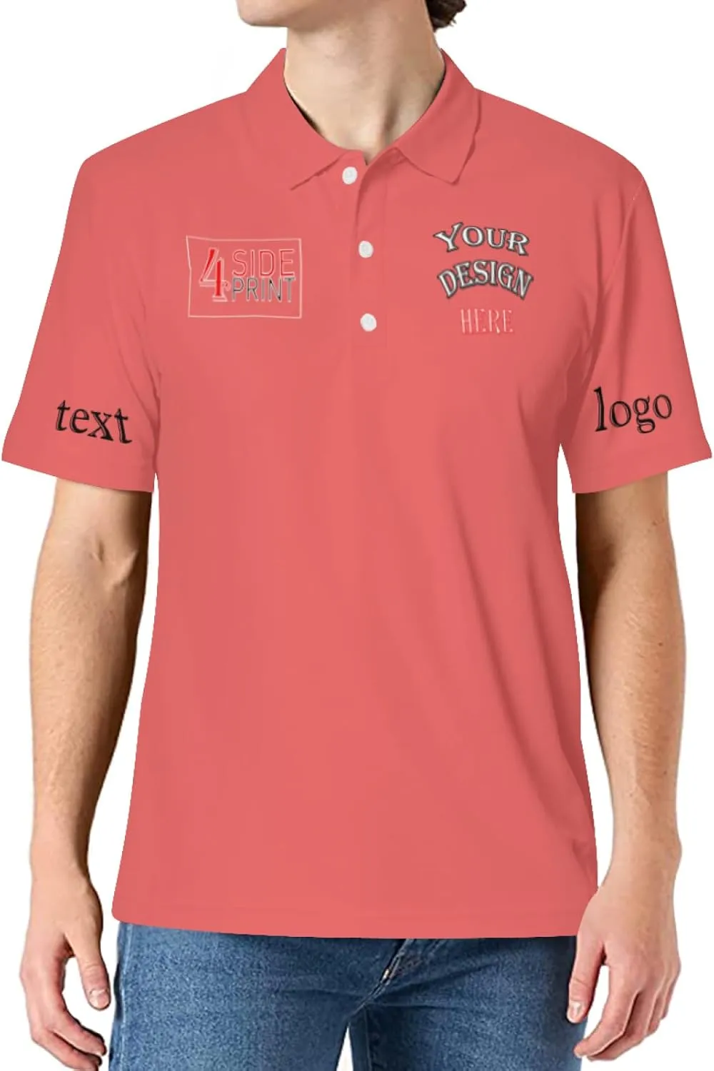 Custom Polo Shirts Bulk for Men Women Personalized Polo Shirts with Logo Name Picture for Business Print Work Shirt