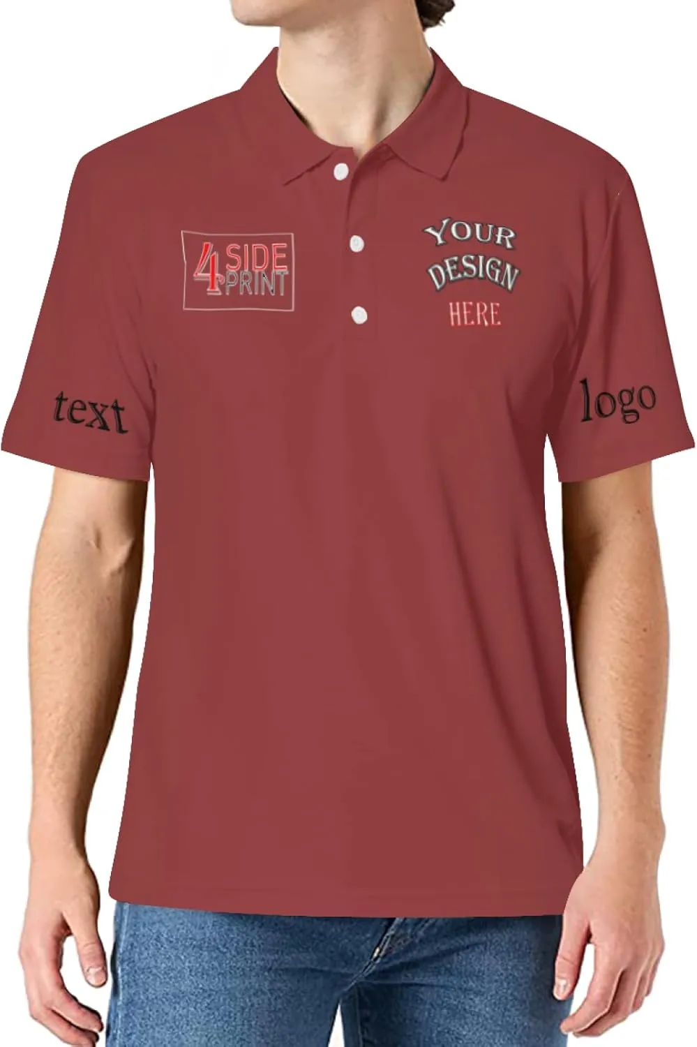 Custom Polo Shirts Bulk for Men Women Personalized Polo Shirts with Logo Name Picture for Business Print Work Shirt