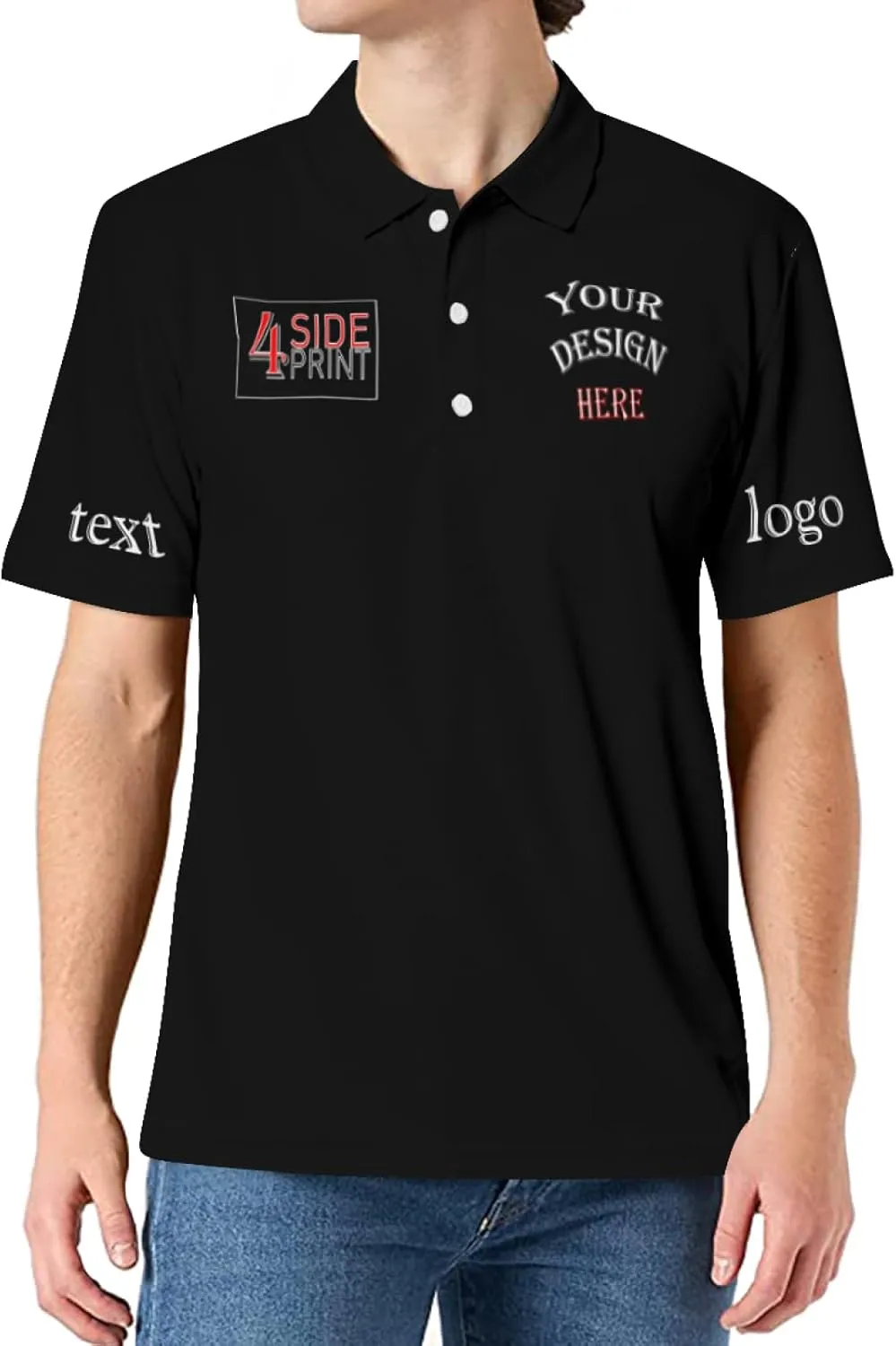 Custom Polo Shirts Bulk for Men Women Personalized Polo Shirts with Logo Name Picture for Business Print Work Shirt