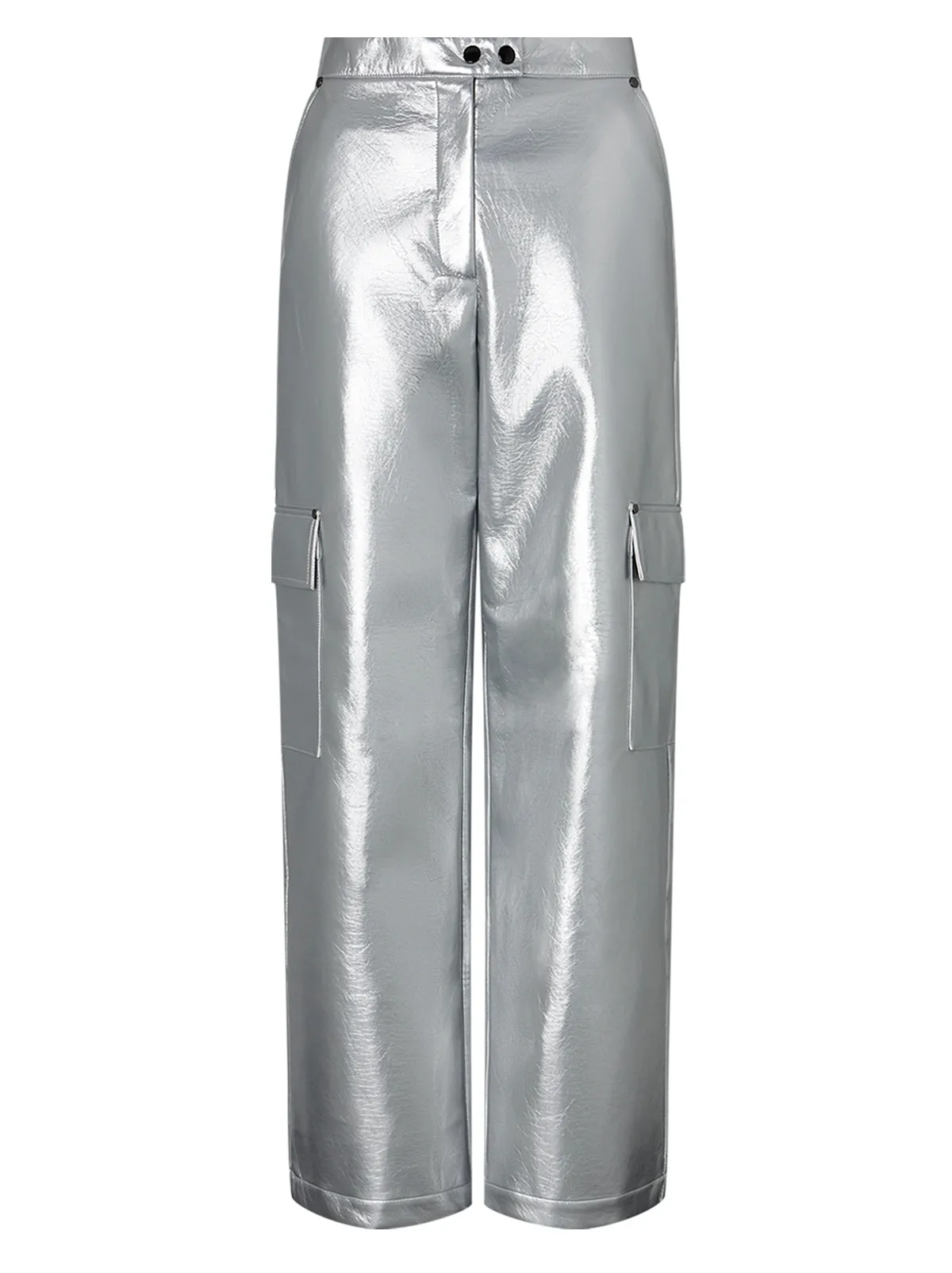 Denise Silver Vinyl Cargo Trousers