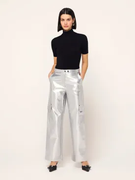 Denise Silver Vinyl Cargo Trousers