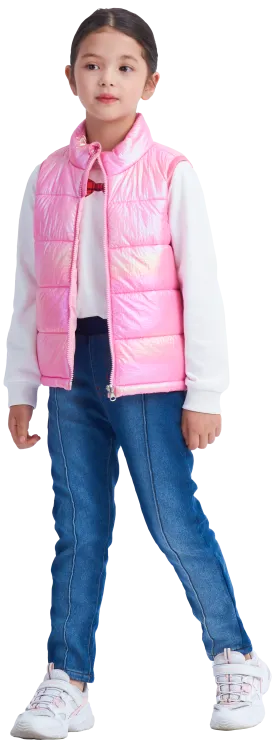 Girls Winter Puffer Vest, Winter Lightweight Gilet Pink