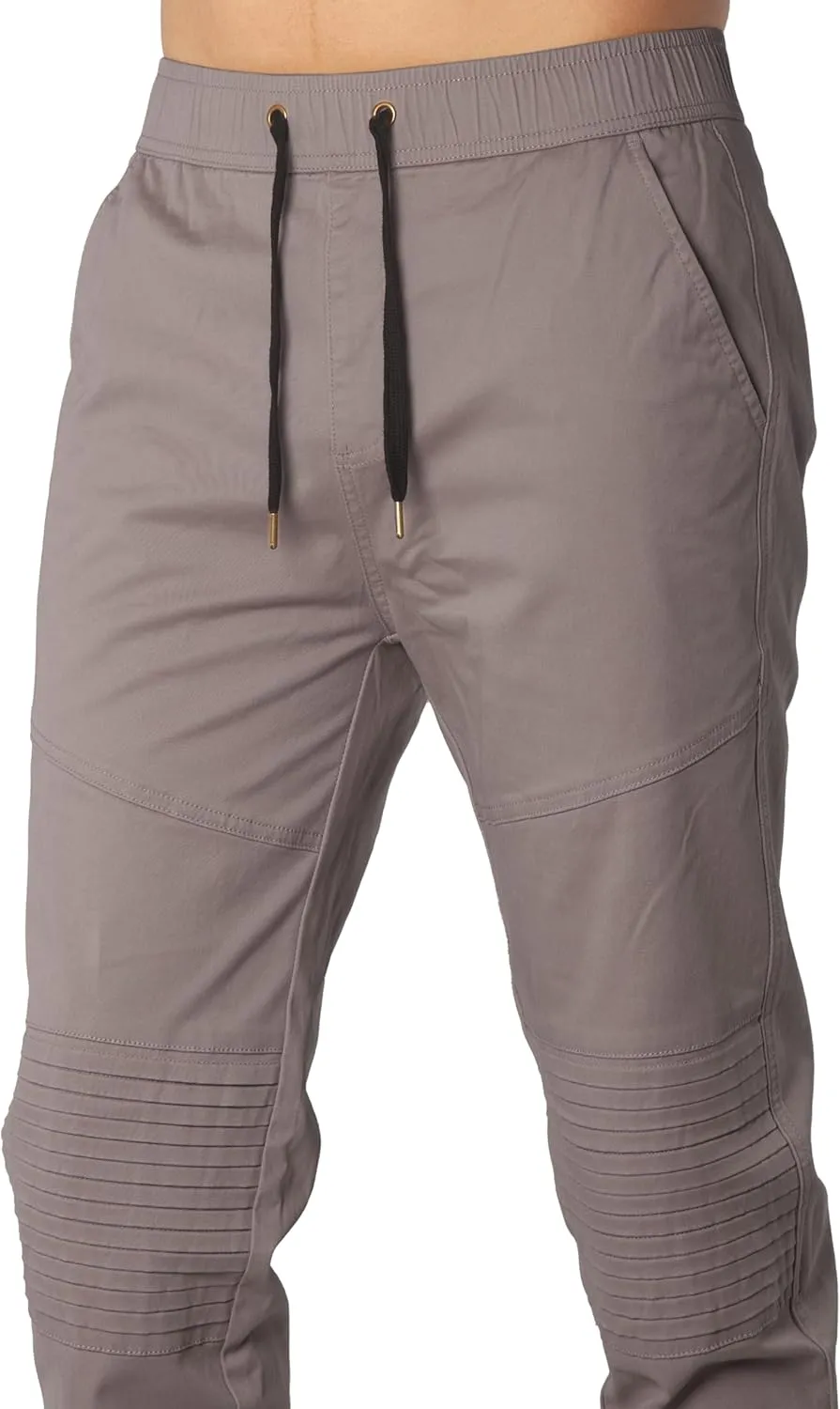 ITALYMORN Khaki Chino Joggers for Men Cotton Twill Casual Pants with Pockets