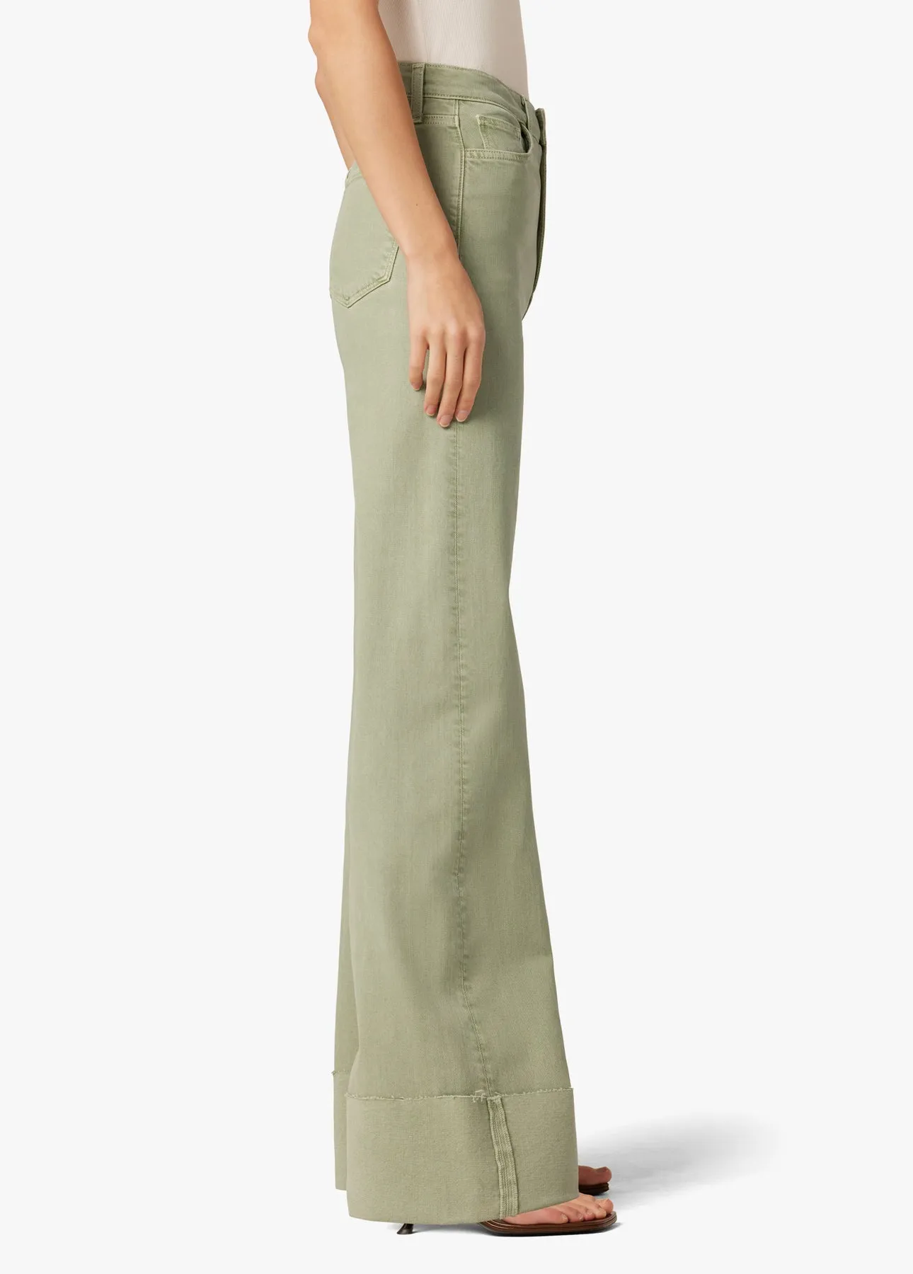 Joes Jeans The Mia High Rise Wide Leg Cuffed Hem in Khaki Green