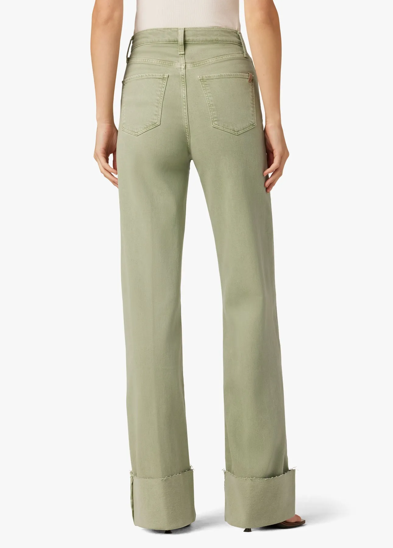Joes Jeans The Mia High Rise Wide Leg Cuffed Hem in Khaki Green