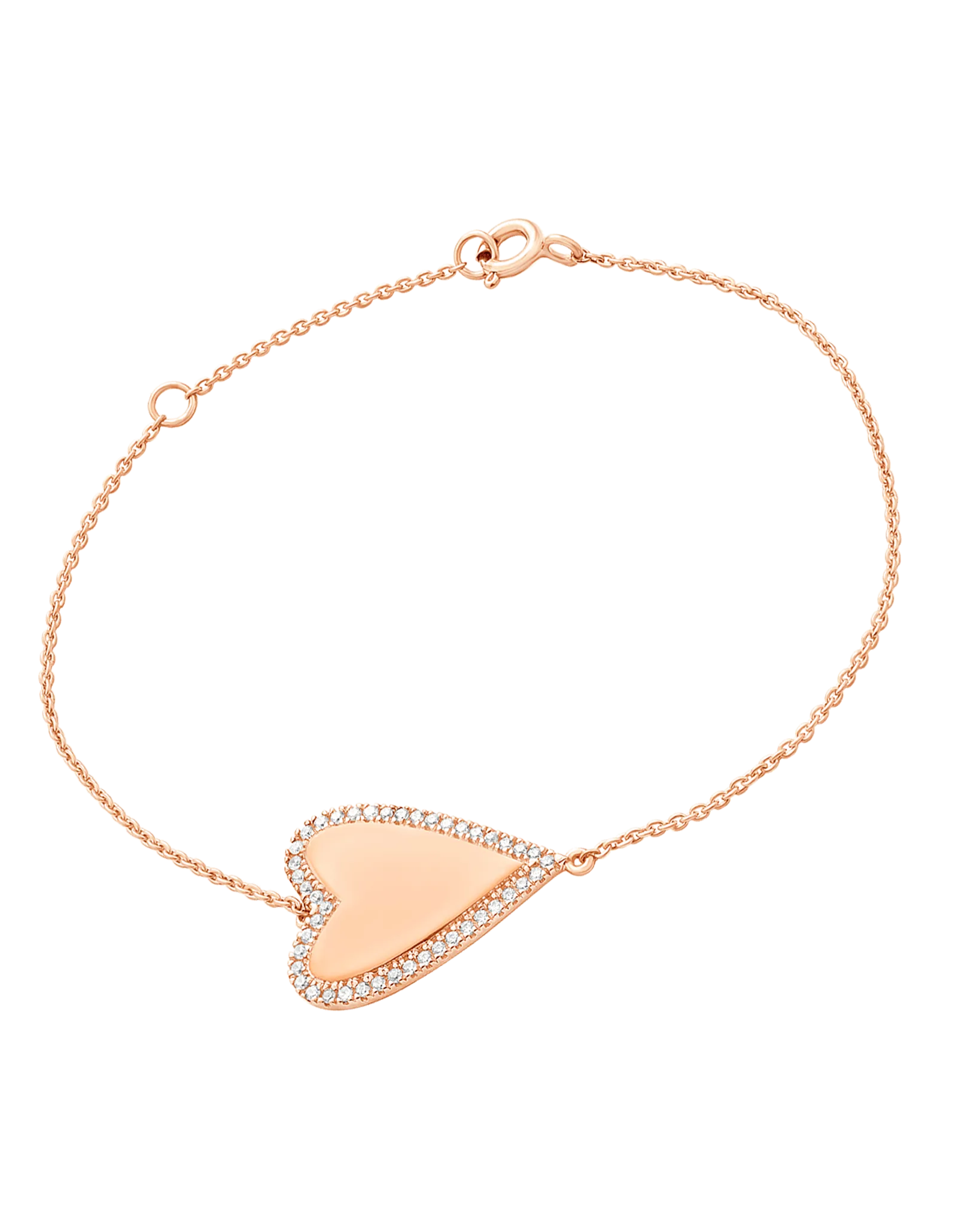 Outlined Diamond Heart Bracelet - 14K White Gold