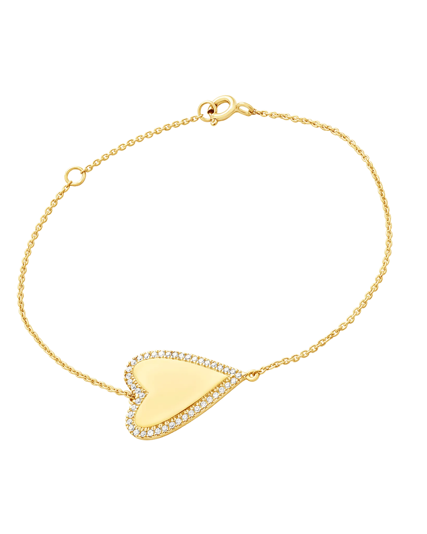 Outlined Diamond Heart Bracelet - 14K White Gold