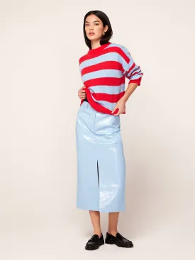 Penny Cornflower Blue Vinyl Skirt