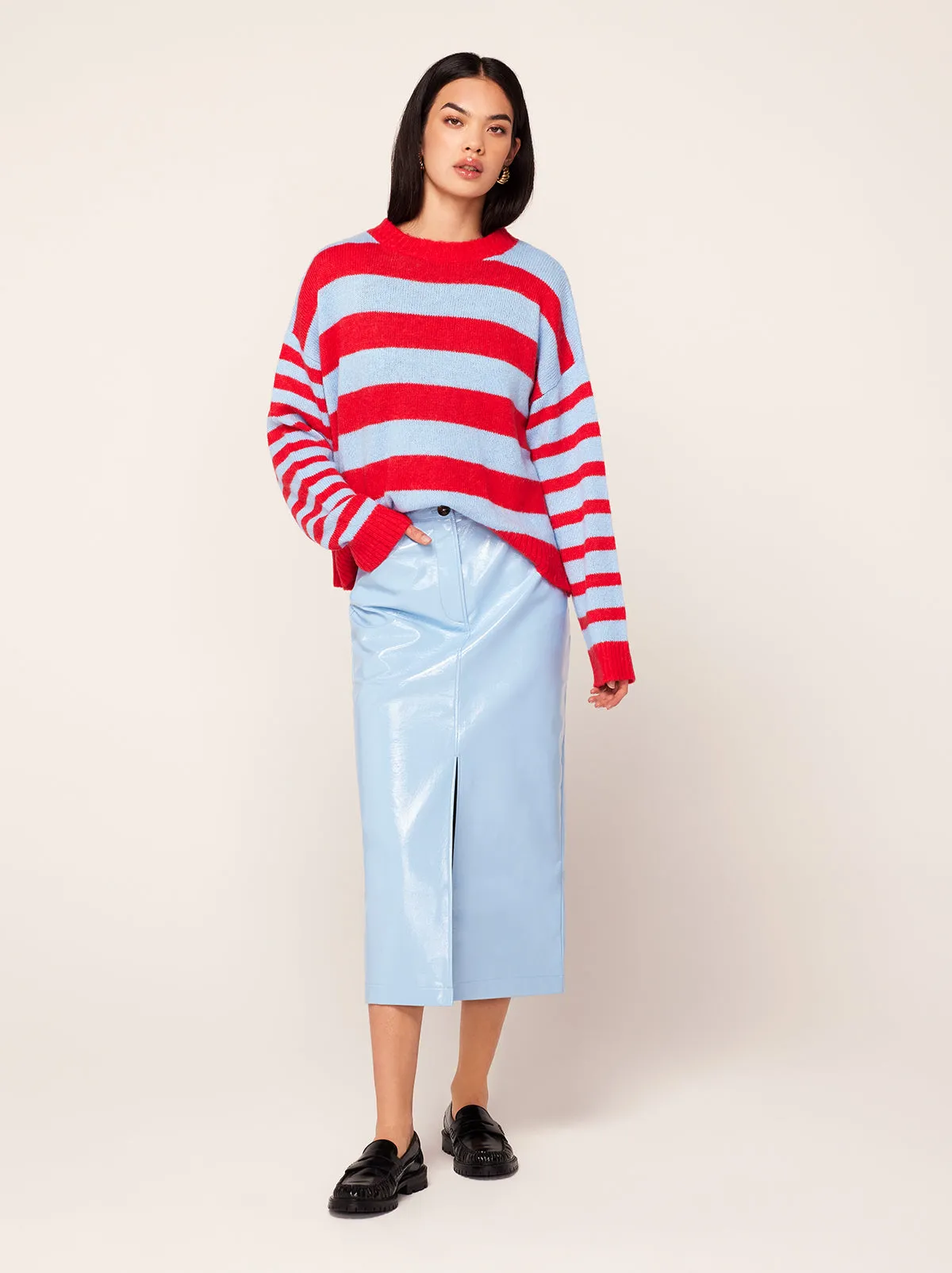 Penny Cornflower Blue Vinyl Skirt