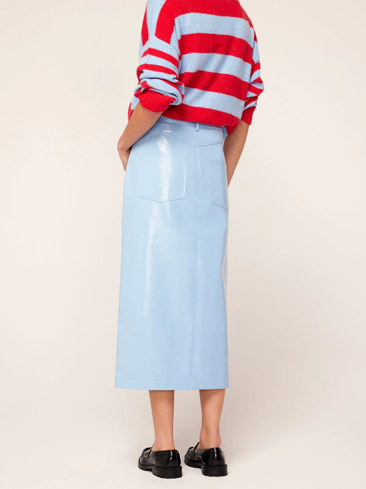 Penny Cornflower Blue Vinyl Skirt