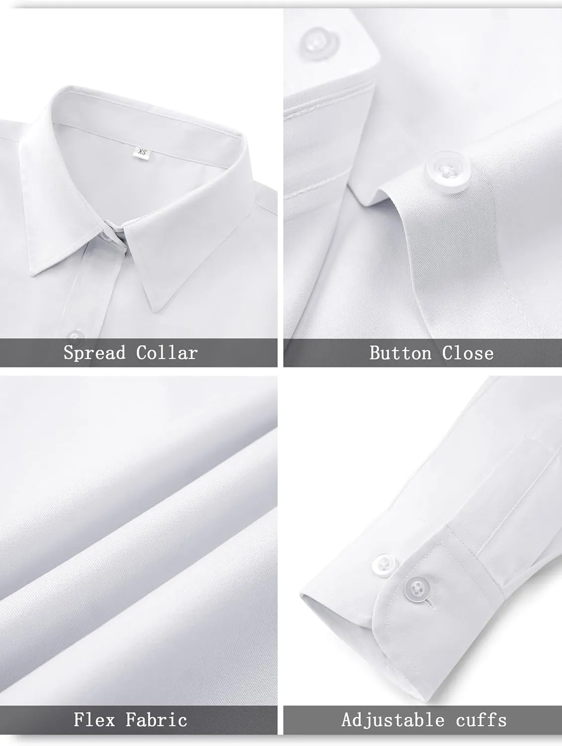 Soft Wrinkle-Free Women's Button Down Dress Shirts Solid Long Sleeve Work Blouses Fit Stretch Casual Tops XXS-4XL