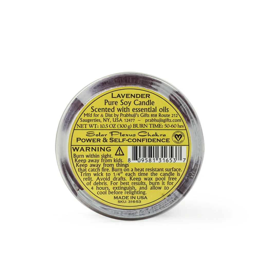 Solar Plexus Chakra Manipura | Soy Candle for Chakra Meditation Scented with Essential Oils | Lavender Blossom | Power and Self-confidence - 10.5oz