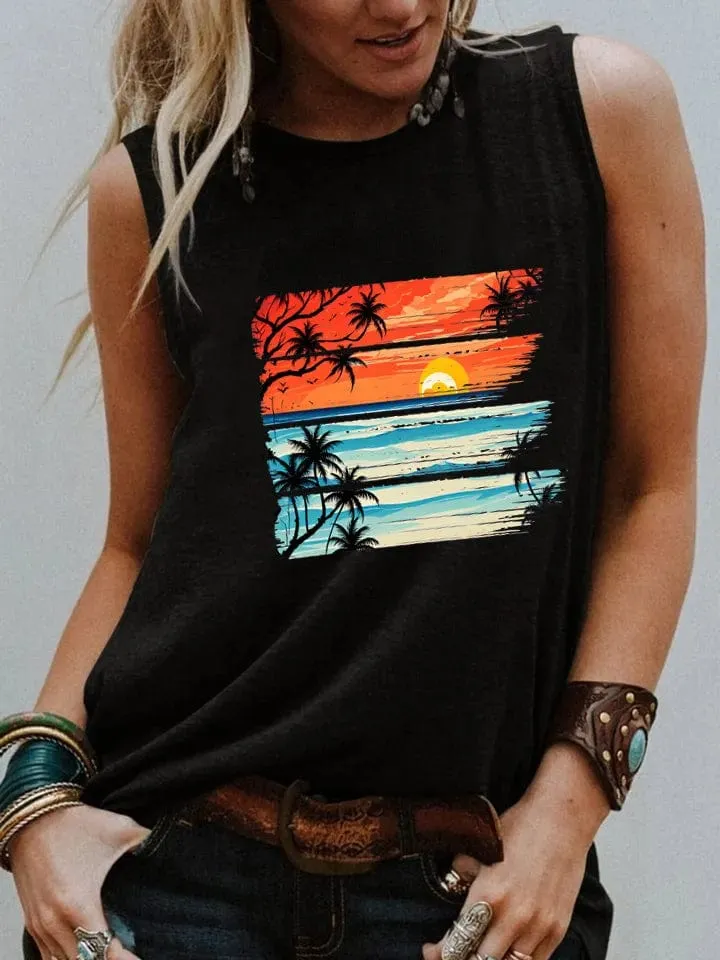 Tropical Sunset Vintage Tank