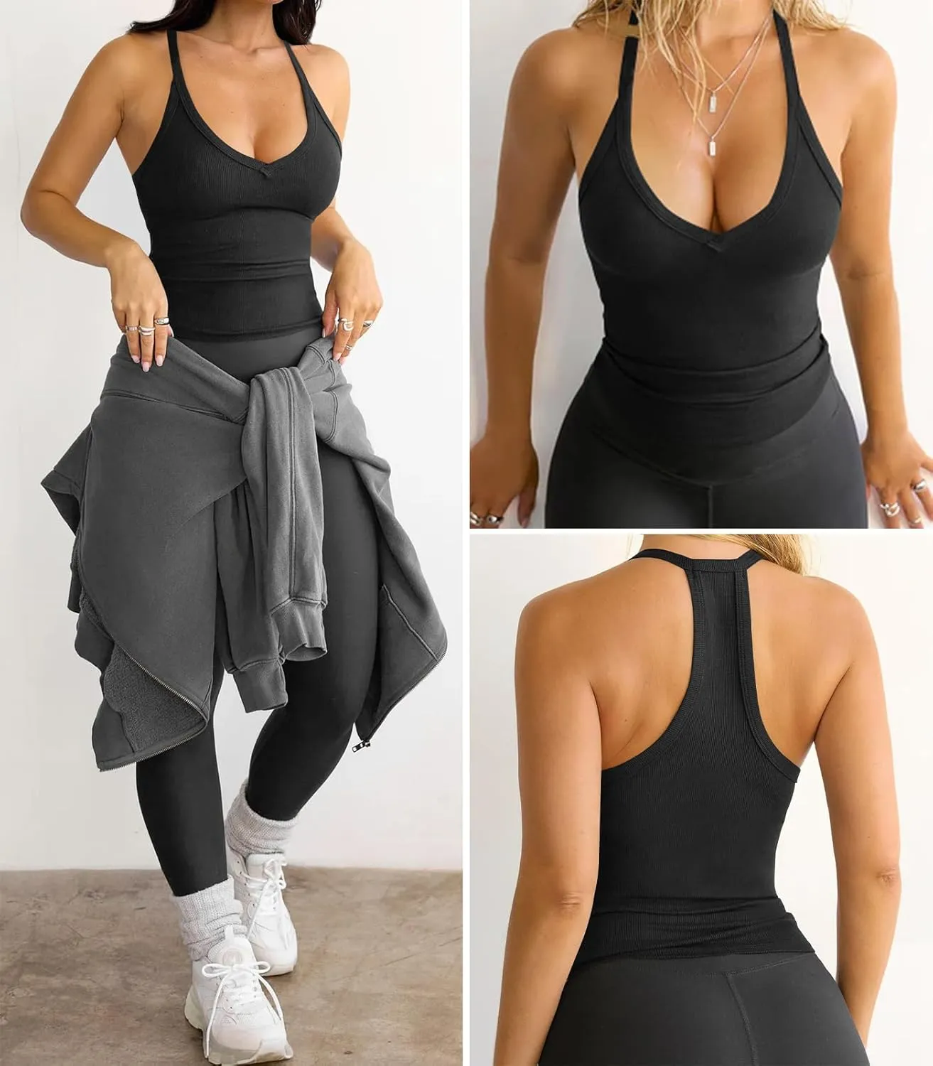 Womens Tank Tops Summer V Neck Workout Racerback Yoga Gym Tank Tops