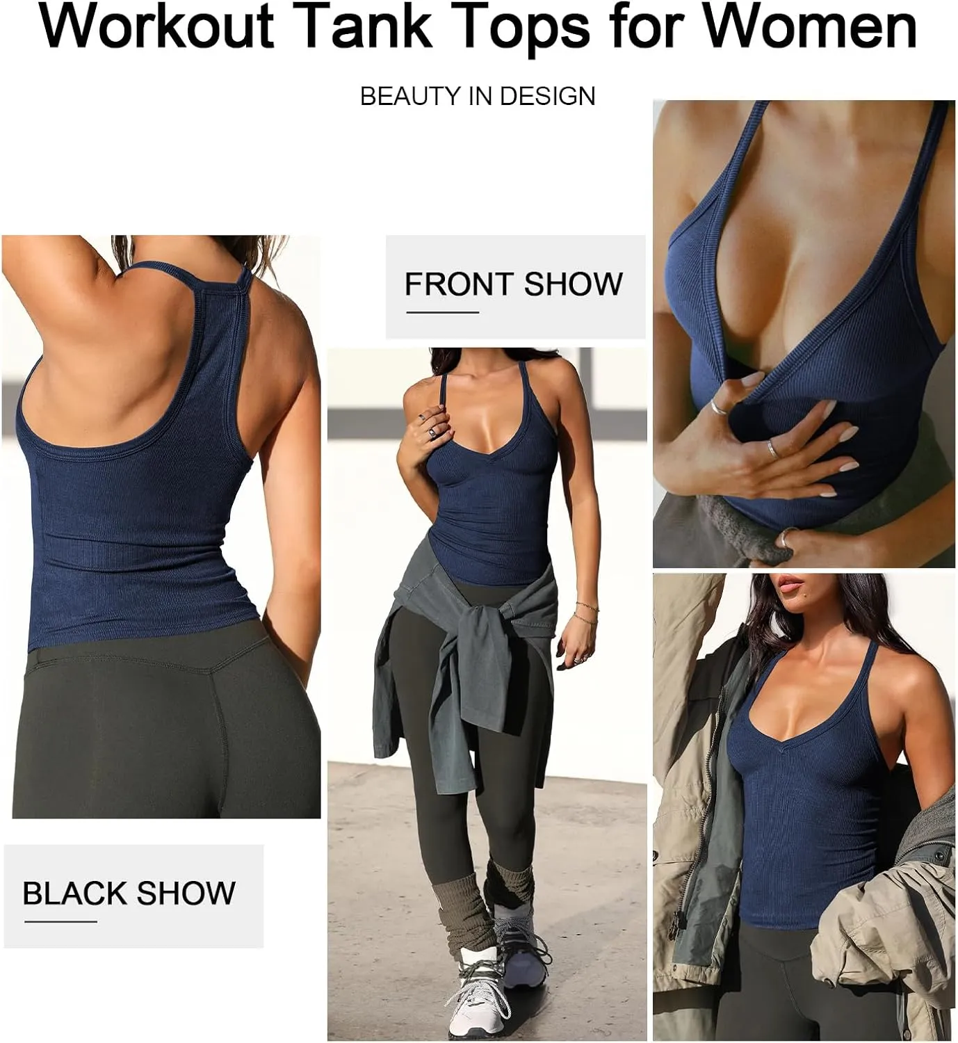 Womens Tank Tops Summer V Neck Workout Racerback Yoga Gym Tank Tops
