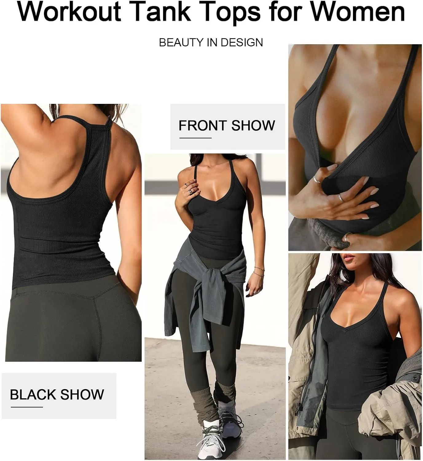 Womens Tank Tops Summer V Neck Workout Racerback Yoga Gym Tank Tops