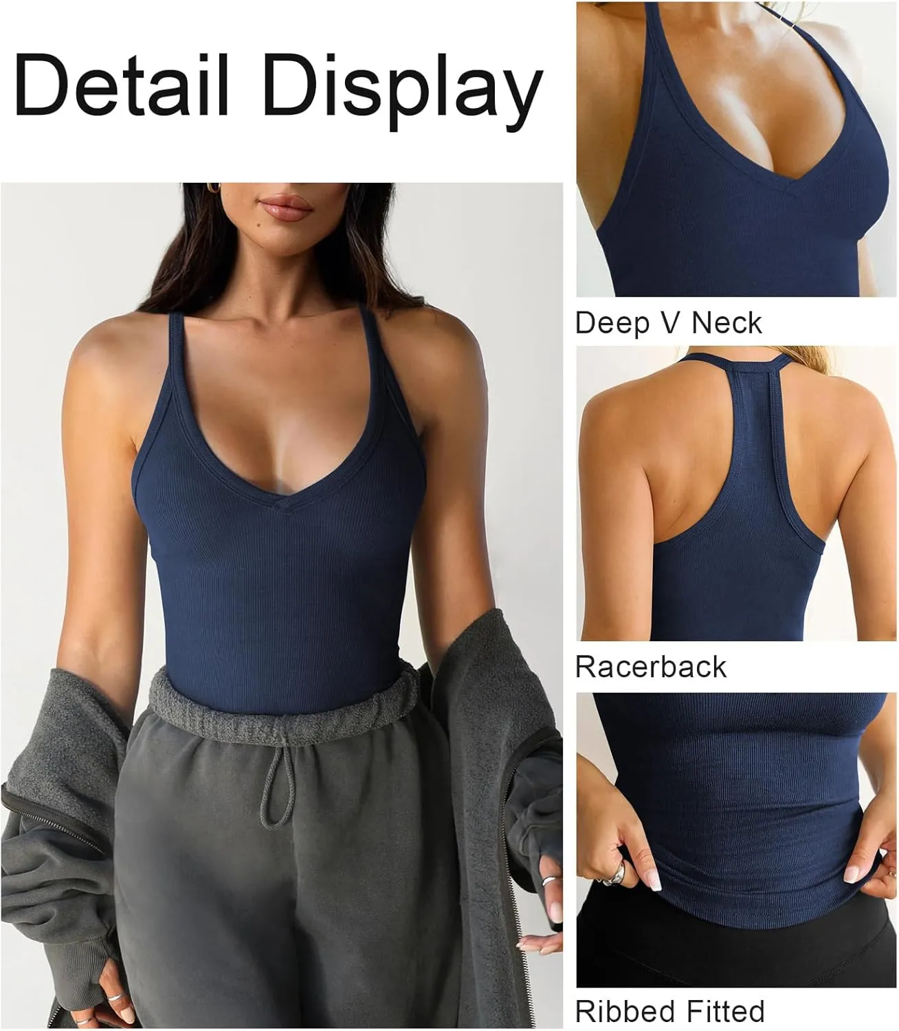 Womens Tank Tops Summer V Neck Workout Racerback Yoga Gym Tank Tops