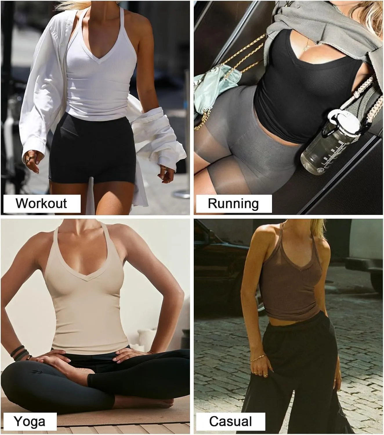 Womens Tank Tops Summer V Neck Workout Racerback Yoga Gym Tank Tops