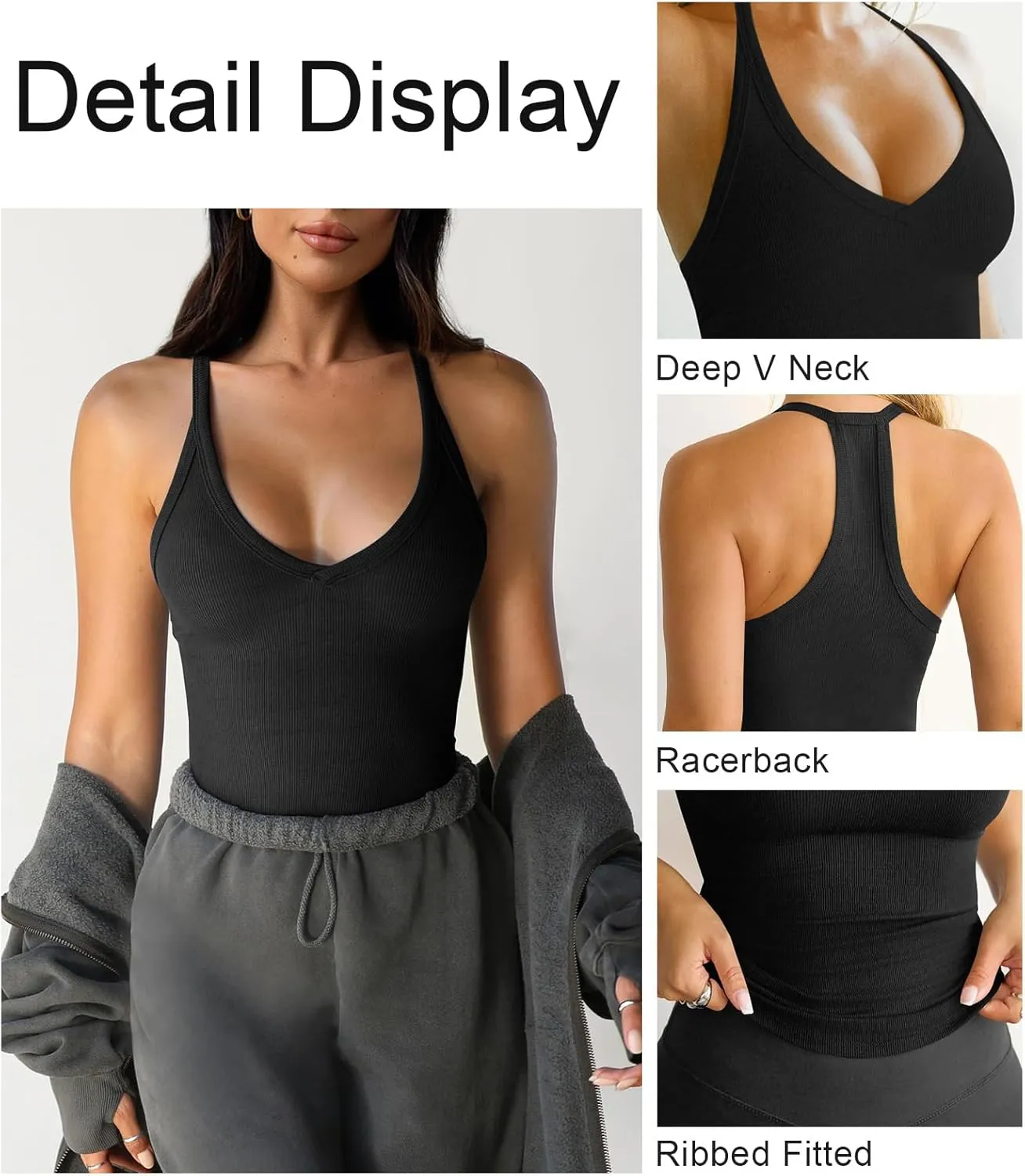 Womens Tank Tops Summer V Neck Workout Racerback Yoga Gym Tank Tops