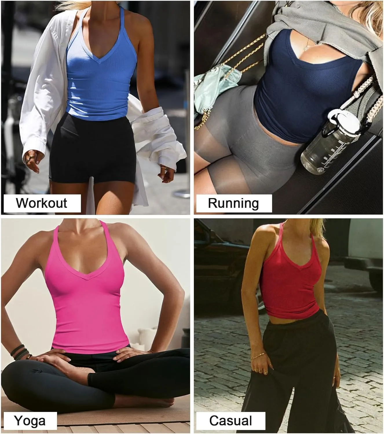 Womens Tank Tops Summer V Neck Workout Racerback Yoga Gym Tank Tops