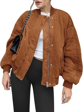 Yousify Winter Jackets for Women Fashion 2024 Casual Puffer Coat Zip Up Lightweight Short Jacket S-2XL
