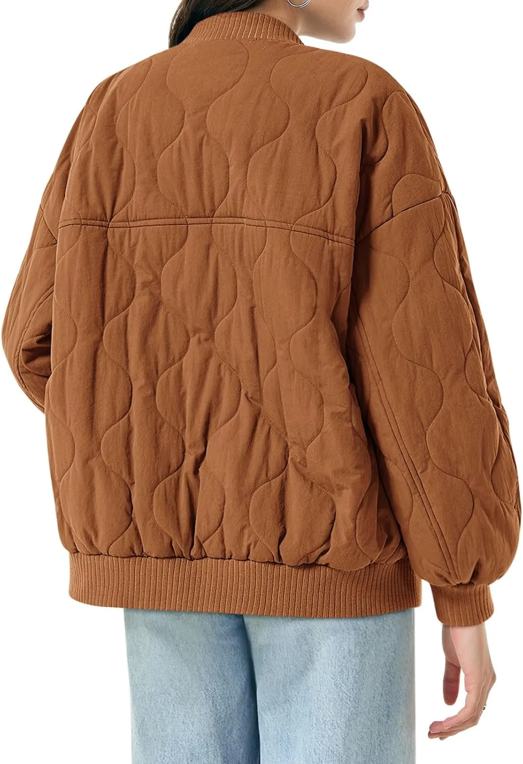 Yousify Winter Jackets for Women Fashion 2024 Casual Puffer Coat Zip Up Lightweight Short Jacket S-2XL