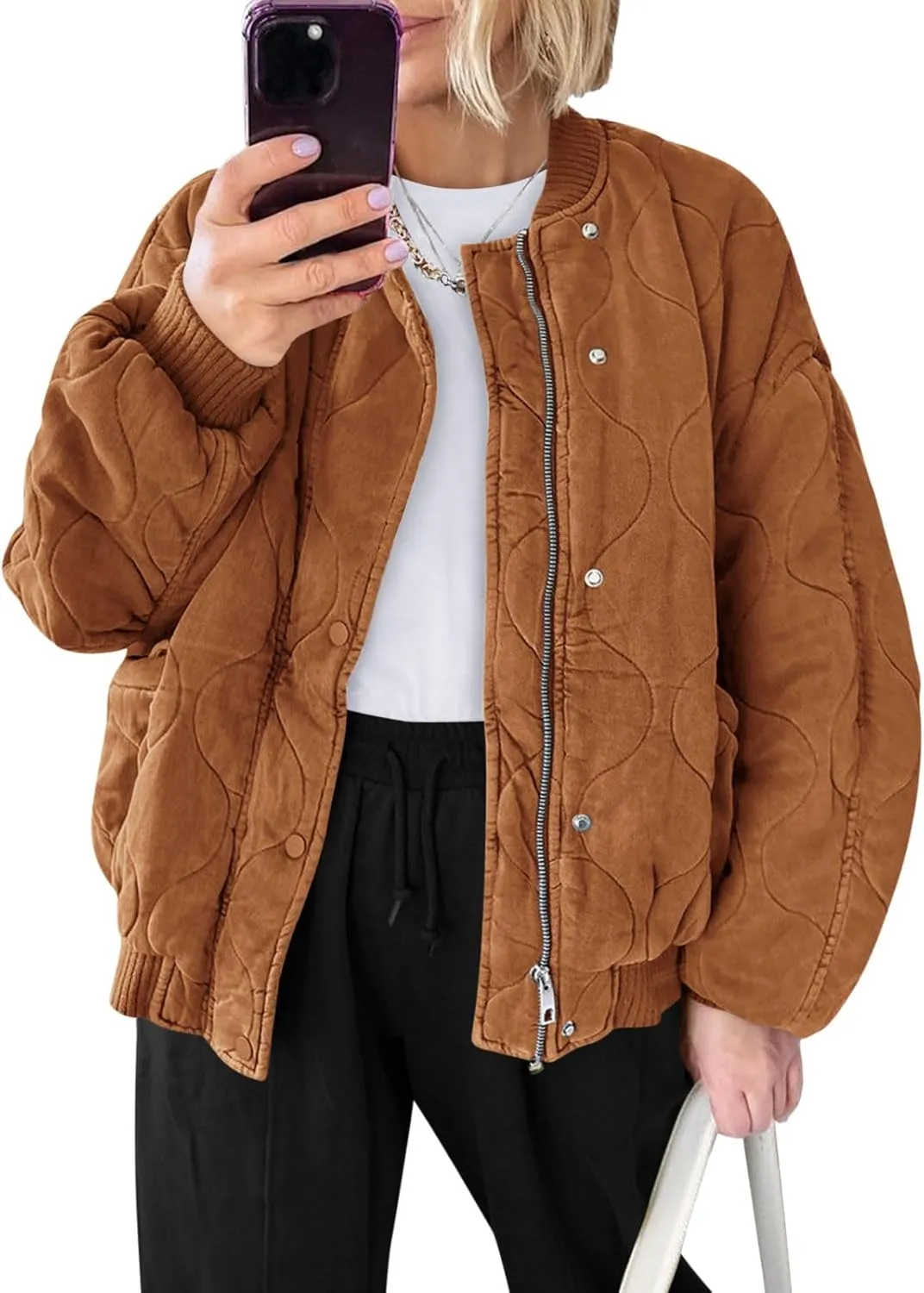 Yousify Winter Jackets for Women Fashion 2024 Casual Puffer Coat Zip Up Lightweight Short Jacket S-2XL